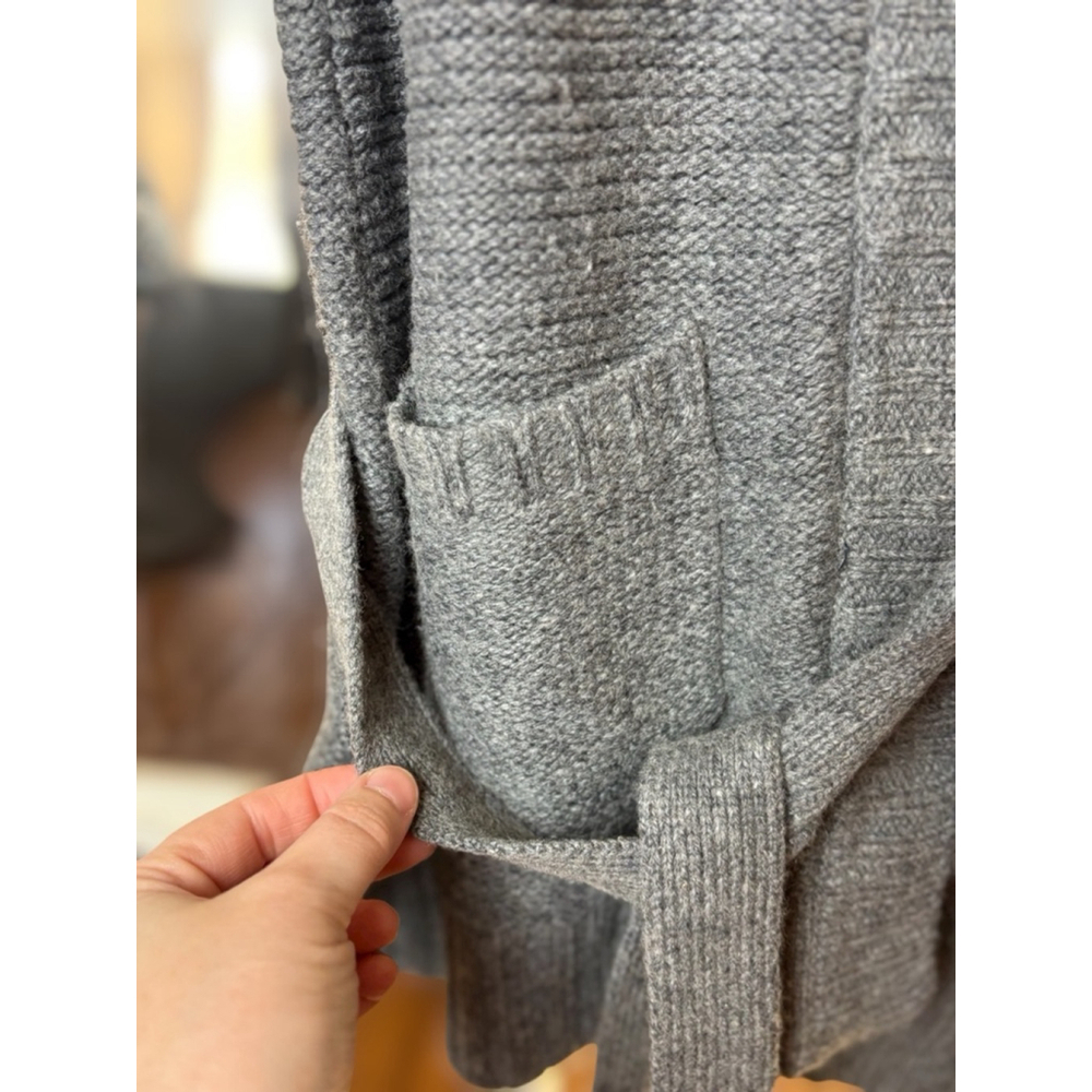 Merona Women's Medium Gray Chunky Knit Cozy Wool Blend Belted Button Up Cardigan - Picture 8 of 14